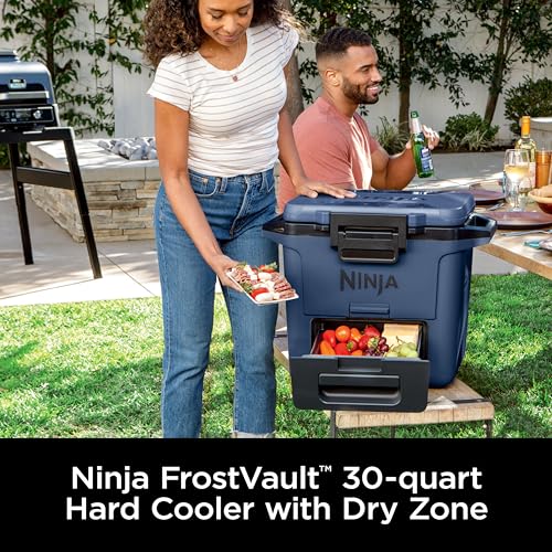 Image of Ninja FB131BL FrostVault 30qt Hard Cooler with Dry Zone, Integrated Fridge-Temp Dry Storage Drawer, Premium Heavy-Duty Insulated Cooler, Keeps Ice for Days, Lakeshore Blue