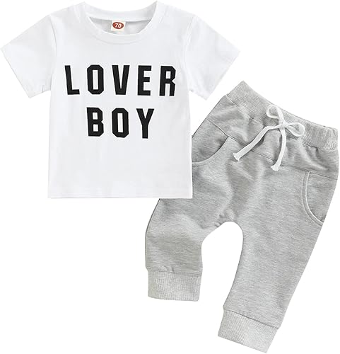 Conjunto de ropa de verano de 2 piezas para bebés y niños pequeños, camiseta de manga corta y pantalones casuales