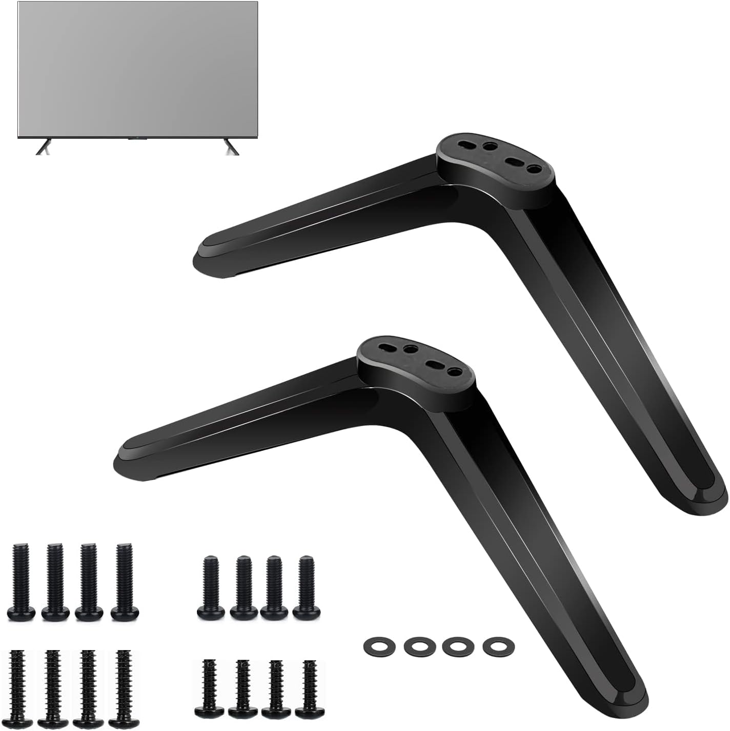 TV Stand Legs, Table Top TV Stand Base Replacement Legs for Most 32 to 55 Inch LCD LED for Samsung LG Sony VIZIO TCL KONKA TVs, with Cable Management, Hold up to 99lbs - Black