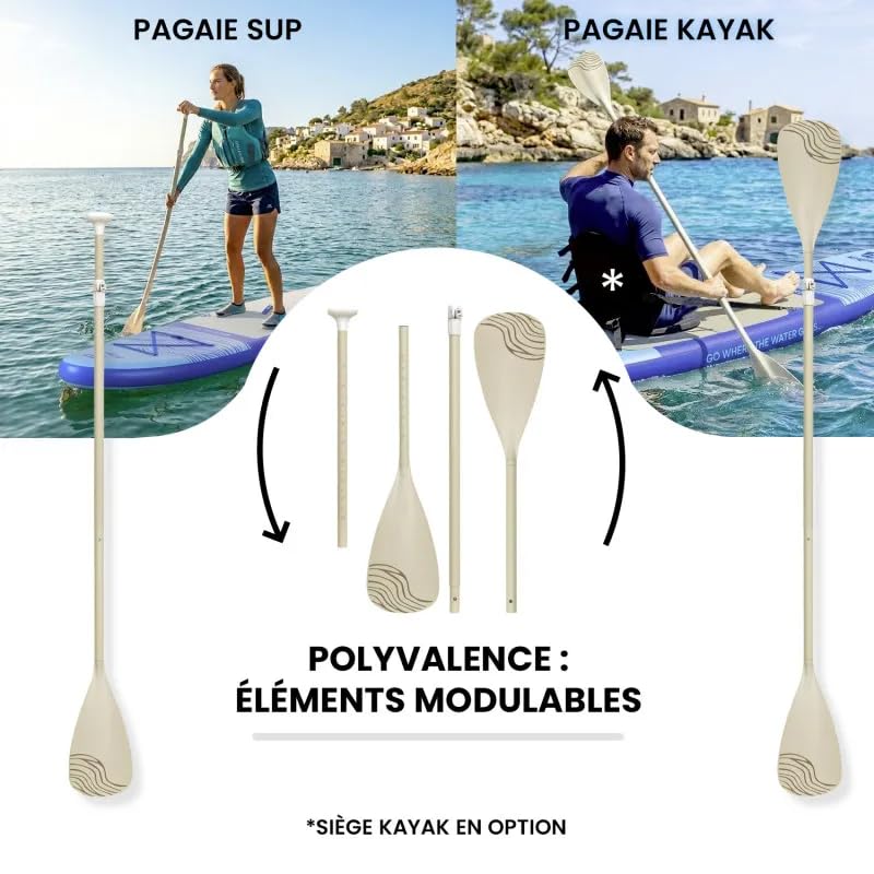 Paddle Gonfiabile AIRGLISS Moon 11.0 FINO A 2 Persone (Max. 170kg) | Adulto E Bambino | Stabile E Di Qualite | Completo di Tutti Gli Accessori: PAGAIA, GONFIORE, Borsa, ALLERON, Leash