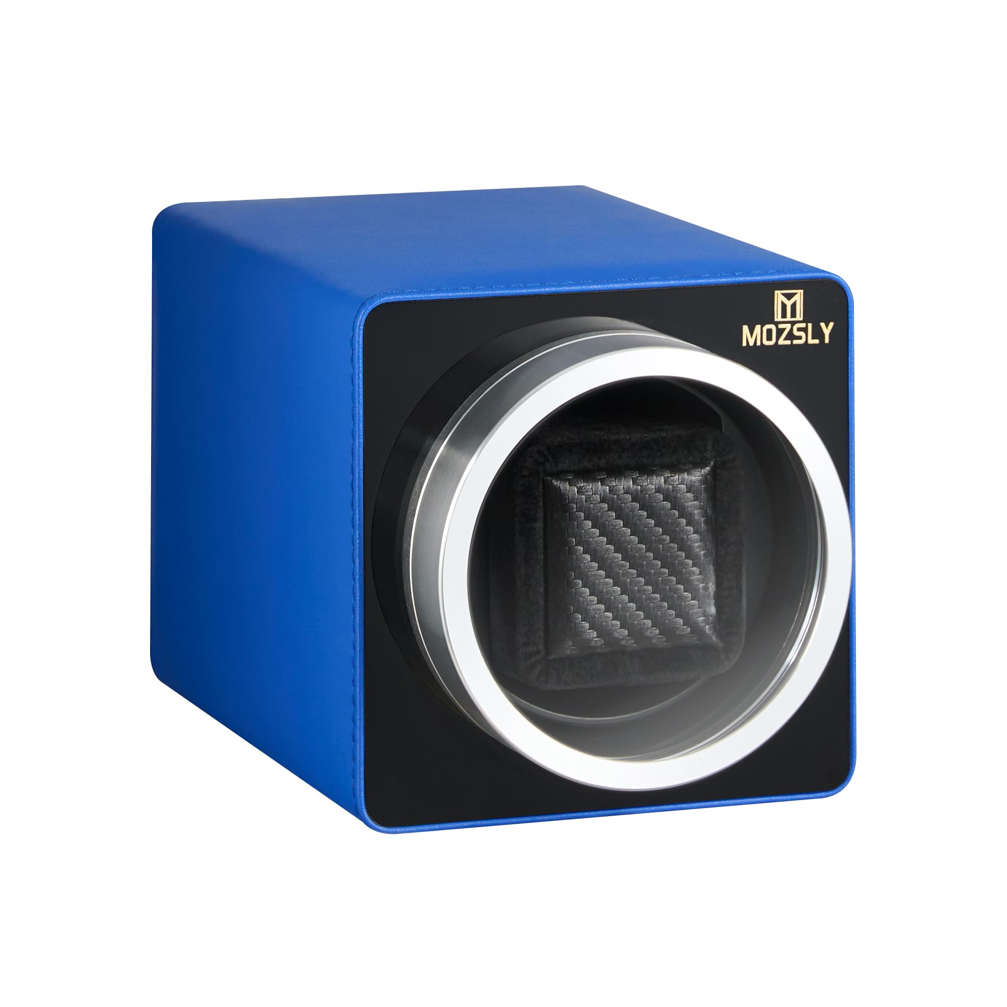 MOZSLY Watch Winder for Automatic Watches Single Rotating Watch Box with Quiet Motor 12 Rotation Mode Setting Battery Powered or AC Adapter PU Leather