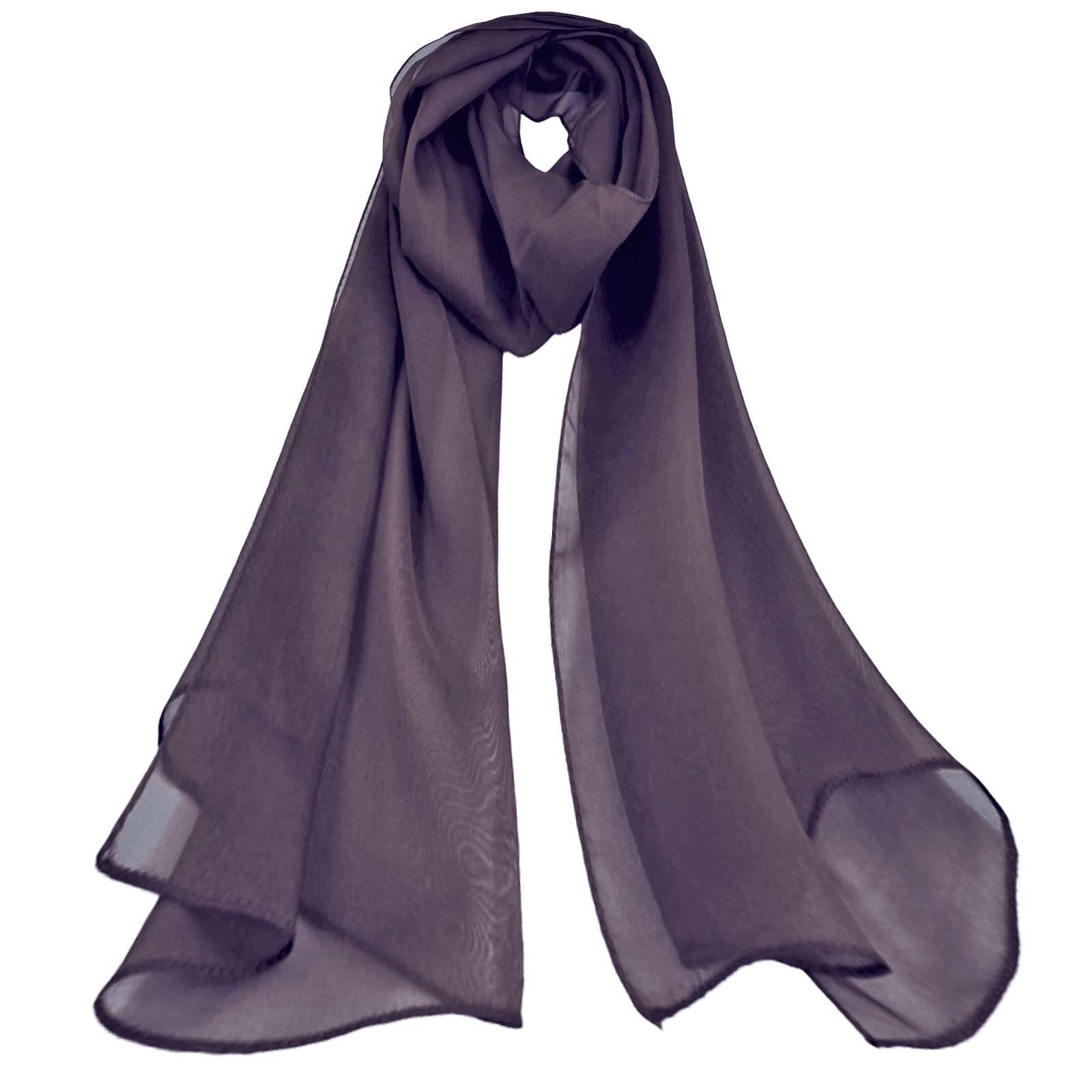 Mirror Fashion Women's Dark Grey Plain Chiffon Scarf Lovely Colour (Dark Grey)