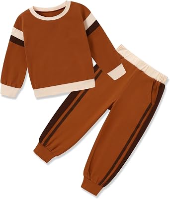 SANMIO Toddler Girl Clothes Outfits Cute Color Block Long Sleeves Top and Pants Sweatsuit 2 Piece Winter Clothing Set