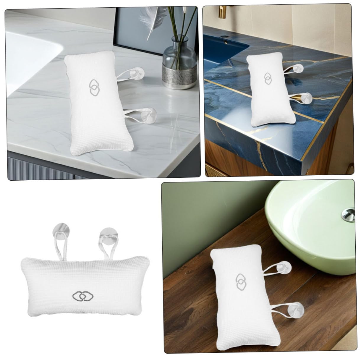 Gatuida 3 Pezzi Cuscini da Bagno Ergonomici con Ventose Antiscivolo Poggiatesta Gonfiabile per Vasca da Bagno Profonda Supporto Collo Comfort per Casa Spa e Hotel Accessori Vasca