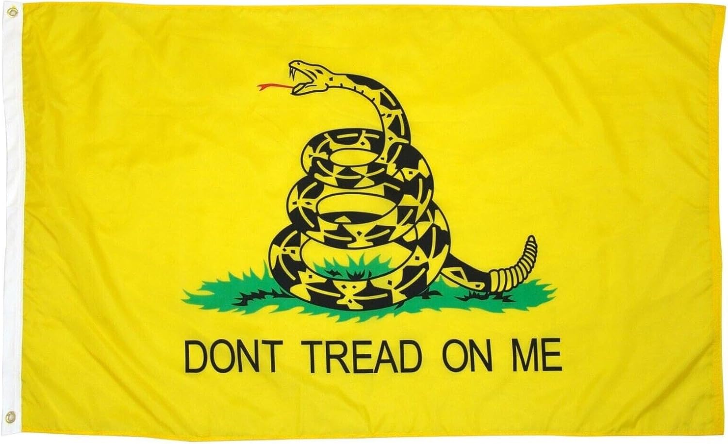 Gadsden Flag with "Don't Tread on Me" Compatible Rattlesnake Flags Embroidered 3'x5' Outdoor Double-Sided Heavy Duty 340D Nylon w/4 Reinforcement Rows of Stitching All-Weather 90x150cm Gadsden Flag For Outdoor/Indoor with 2 Brass Grommets