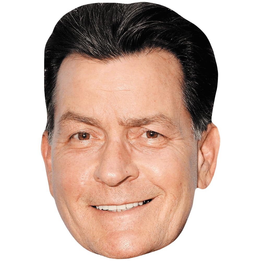 Charlie Sheen (Black Hair) Celebrity Mask, Flat Card Face, Fancy Dress Mask