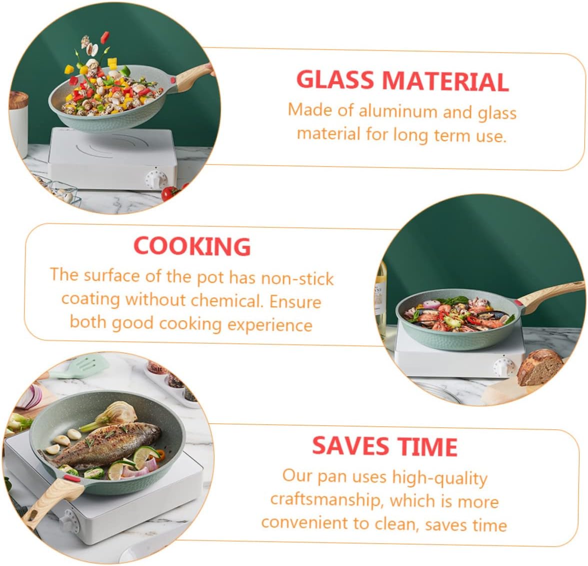 Ciieeo Non-Stick Frying Pan 24cm Pancake and Omelette Pan for Induction and Gas Stoves Sturdy Stone Coating Easy to Clean Breakfast Essential