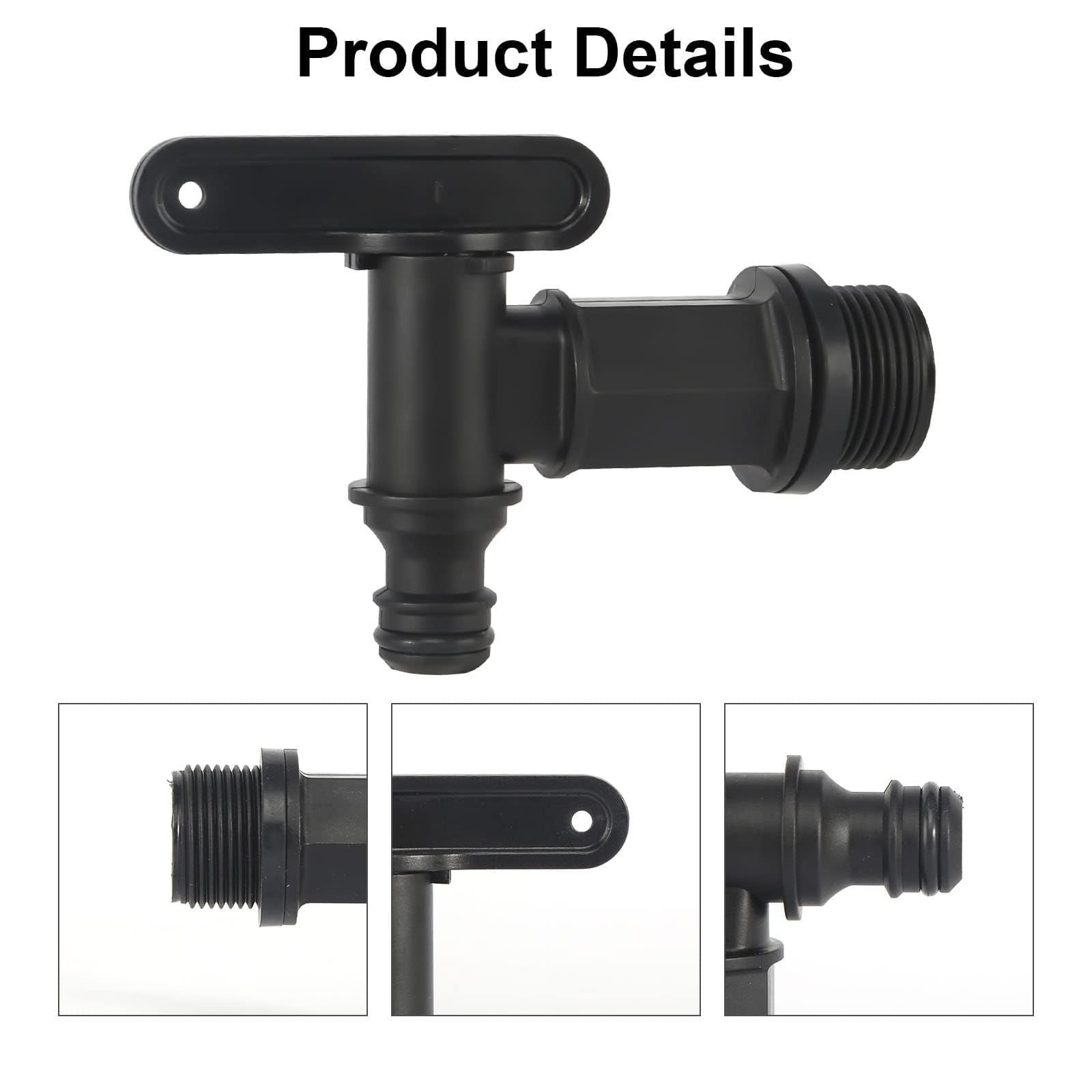2 Robinets De Cuve 3/4" Pour Récupérateur D'Eau De Pluie - Plastique Renforcé, Installation Facile