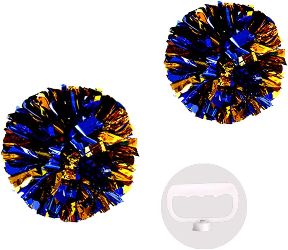 PUZINE 2 Pack 13" Cheerleading Metallic Foil & Plastic Ring Pom Poms (100g) (Black) : Sports & Outdoors