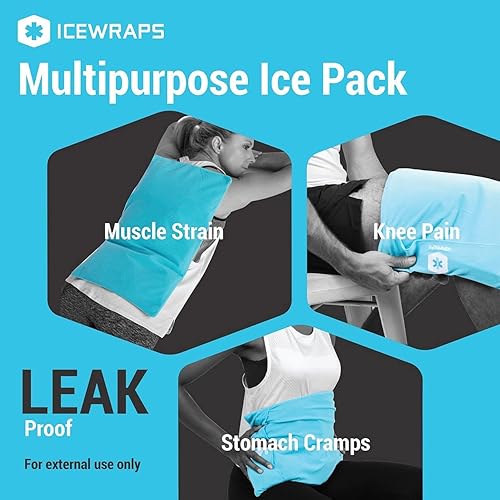 Miniatura 8 de ICEWRAPS Paquete de hielo para cuello y hombro con cubierta y paquete grande de terapia de frío de 12 x 21 pulgadas con paquete de cubierta, paquete