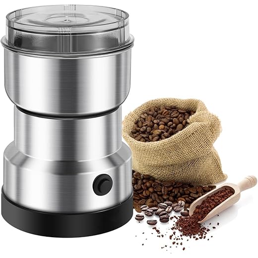 Coffee Grinder Electric, Mini Spice Grinder, 150W 10s Fast Grinding, Dry Grain Mill for Spices Seeds Rice Beans Seasonings, with Stainless Steel Blade