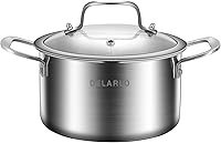 Vista 13 de DELARLO Olla de Acero Inoxidable Tri-Capa de 8 Cuartos, Resistente, Compatible con Todas las Estufas, Olla para Sopa de hasta 600℉ con Tapa, Olla