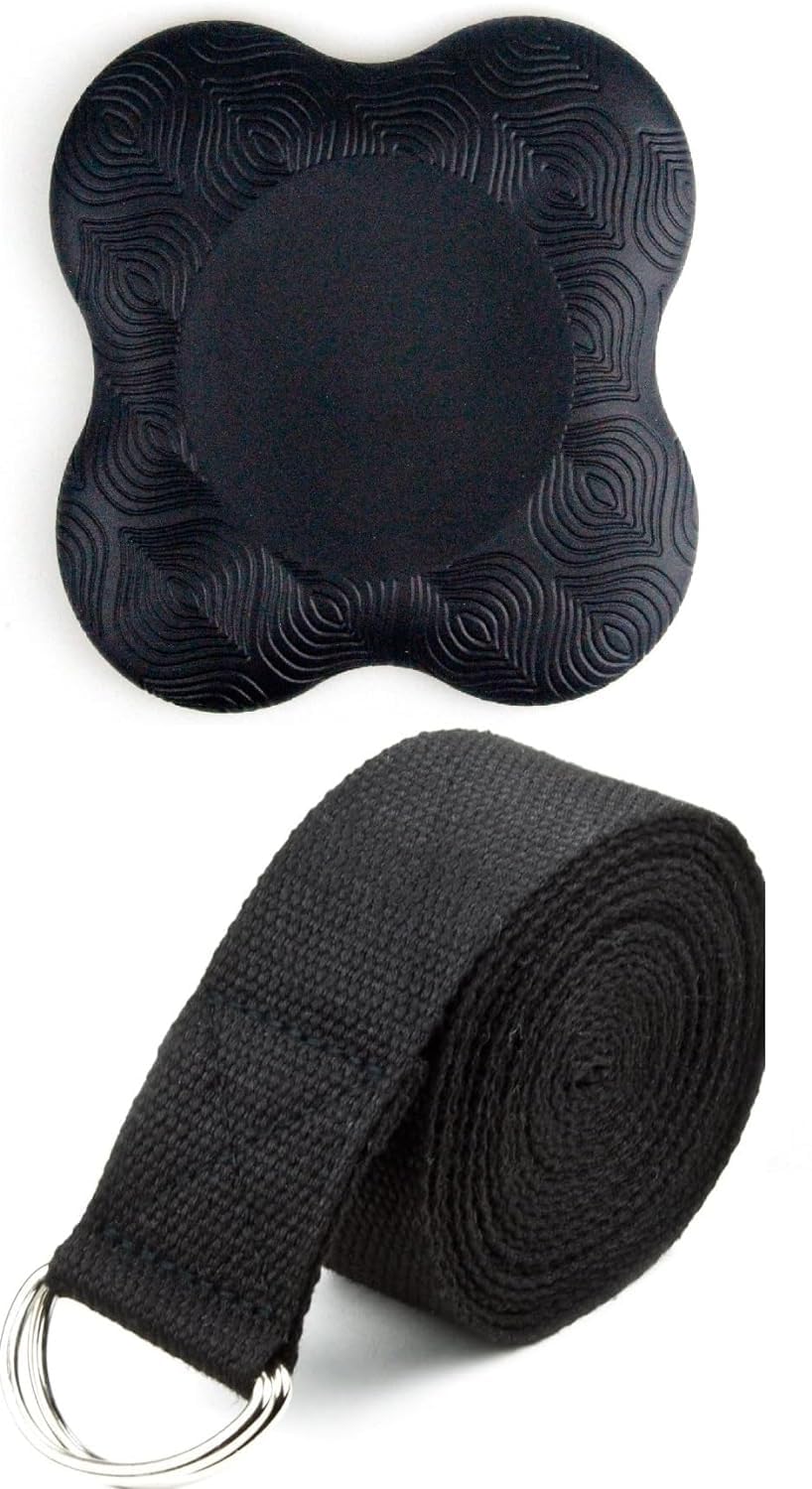 KEYCRAZE Yoga Cushion Knee Pad - 20 mm Thick TPE Made Yoga Knee Elbow Pad | Extra Thick Exeriser Knee Pad | Eliminate Pain During Yoga Asana (Black (Pack of 1 with Belt) (B0CTMNFPR8) Amazon Price History, Amazon Price Tracker