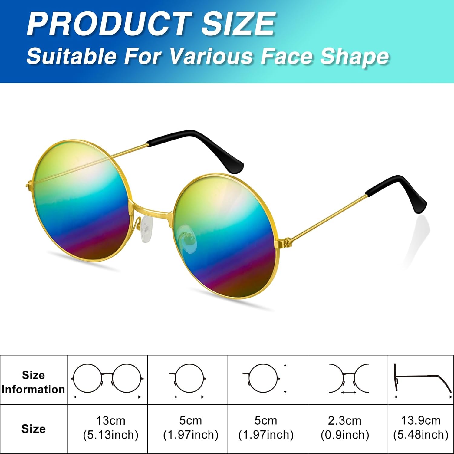 4/8/10/12/20/28 Pairs Hippie Sunglasses Round Hippie Glasses 70s Party Decorations Multicolored Glasses for Women - Image 2