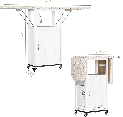 Miniatura 2 de Tabla de planchar con ruedas con armario de almacenamiento, tabla de planchar plegable con ruedas, mesa de manualidades con almacenamiento, estación