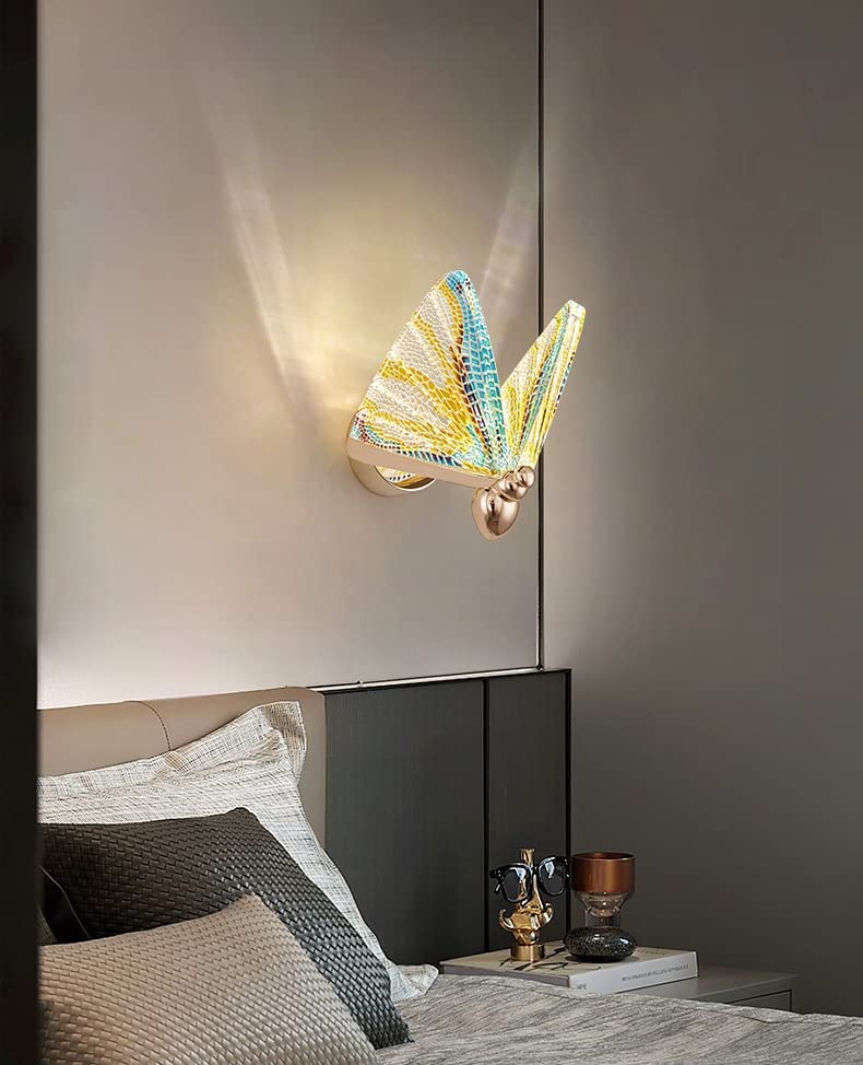Image of CITRA Led Acrylic Multi Color Butterfly Golden Metal Wall Light - Warm White