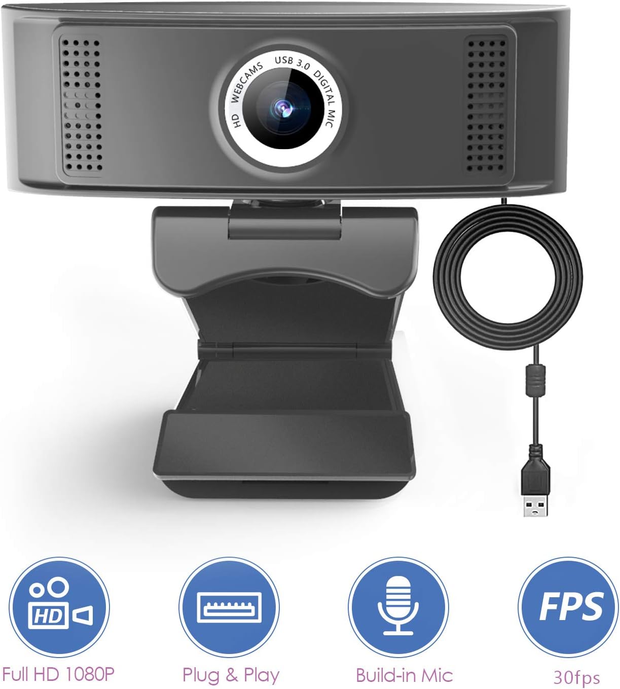 Lіmіtеd Dіѕсоunt Webcam with Microphone,1080P HD Webcam Desktop or Laptop, Streaming Webcam for Computer Widescreen Video Calling and Recording, USB Web Camera Built-in Mic