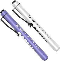Vista 1 de RISEMART - Minilinternas para enfermeras, pack de 2, linterna médica reutilizable con medidor de pupila y regla, luz LED blanca para estudiantes