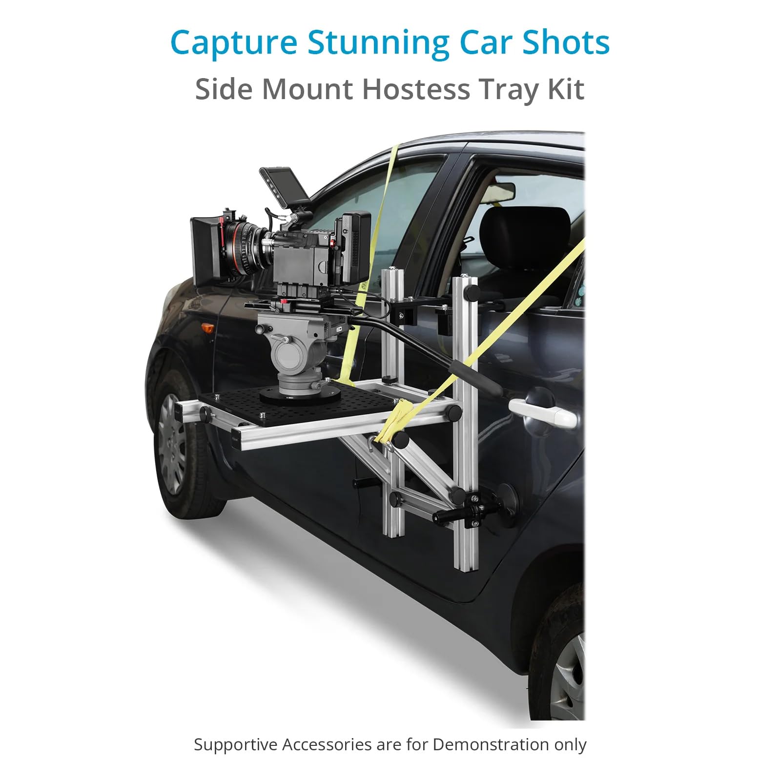 Proaim Smart Side Camera Car Mount Hostess Tray Kit. Piastra di formaggio con supporto Mitchell. Carico utile fino a 22.6kg/50lb. (CM-SSHT-01)