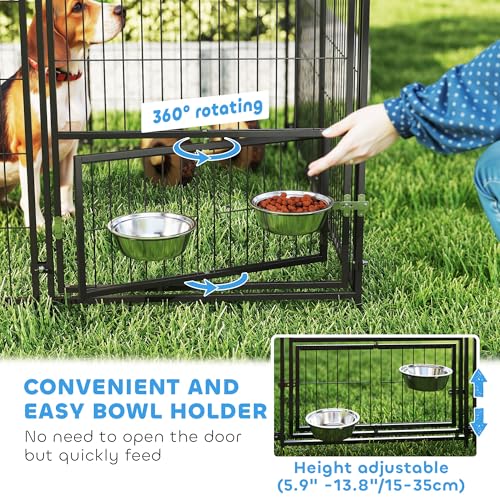 PawHut Outdoor Dog Kennel for Large Dogs, Heavy Duty Pet Kennel Run with Rotating & Adjustable Height Bowls, Waterproof & UV-Resistant Canopy, for Chickens, Ducks, 11.5' x 4.7' x 5' - Thumbnail 5
