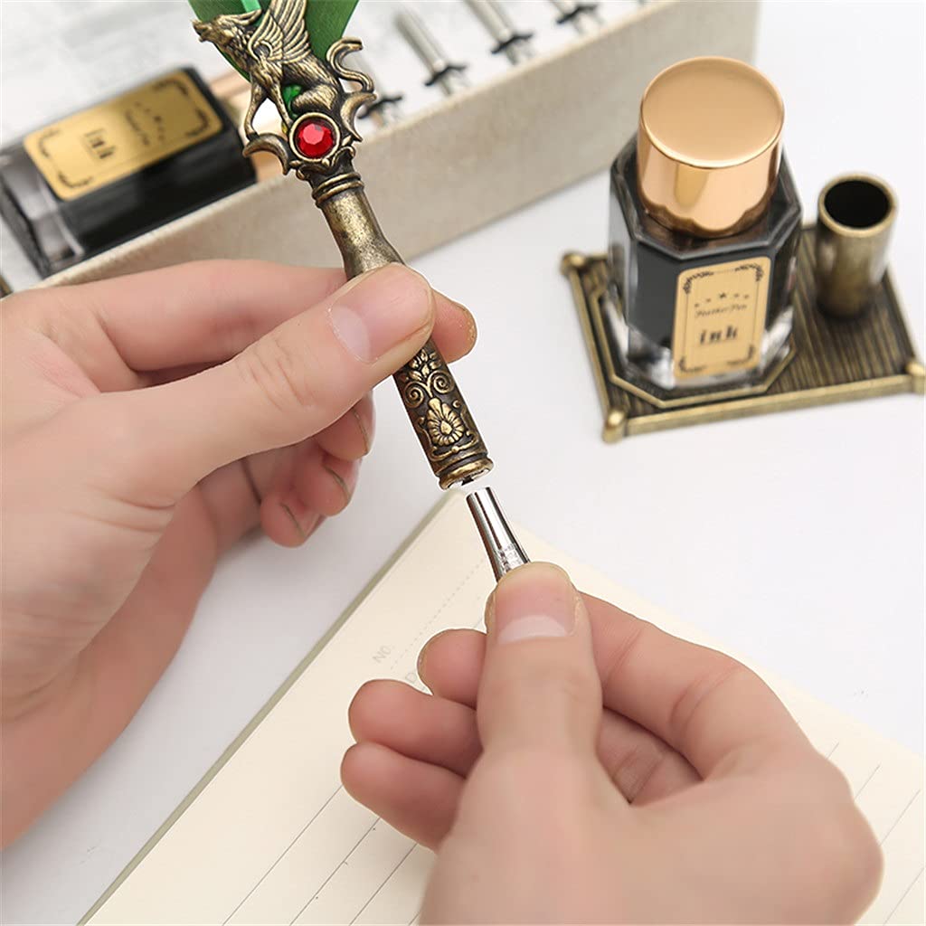Federkiel Tinte Feder Kalligraphie Stift, Retro Britischen Schreibwaren Dip Brunnen Stift Set Weihnachten Halloween Spezielle Kalligraphie Set Feder Stift