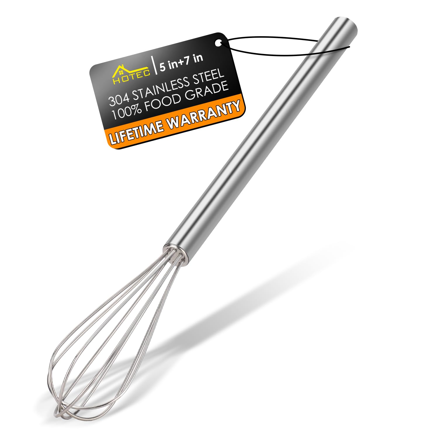 HOTEC 10 Inch Mini Whisk Anti-Rust 304 Stainless Steel Small Whisks for Cooking, Baking, Mixing Ingredients &amp; Deep Containers