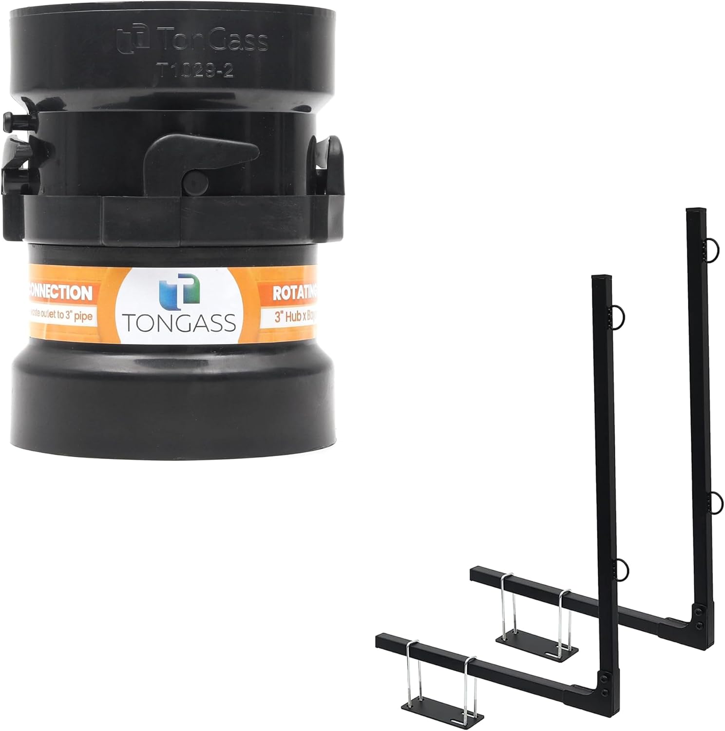 (Combo Pack) RV Sewer Hose Fitting Adapter to PVC and Upgraded Foldable RV Tote Tank Carrier