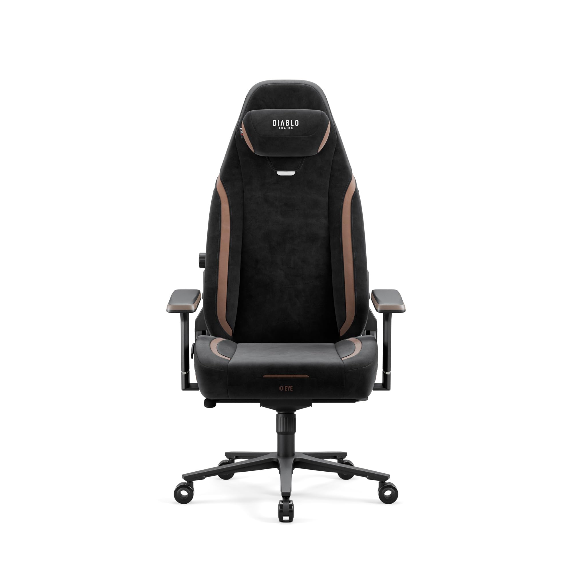 Diablo X-Eye 2.0 Ultra Black – czarny fotel gamingowy z tkaniny, ergonomiczny fotel do biurka z podparciem lędźwi, magnetycznym zagłówkiem i podłokietnikami 4D