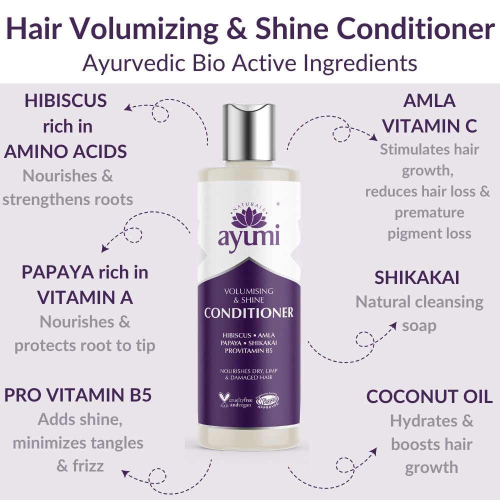 Ayumi Volumising & Shine Conditioner for Hair, Violet, 250 ml (Pack of 1) Conditioner - Image 3