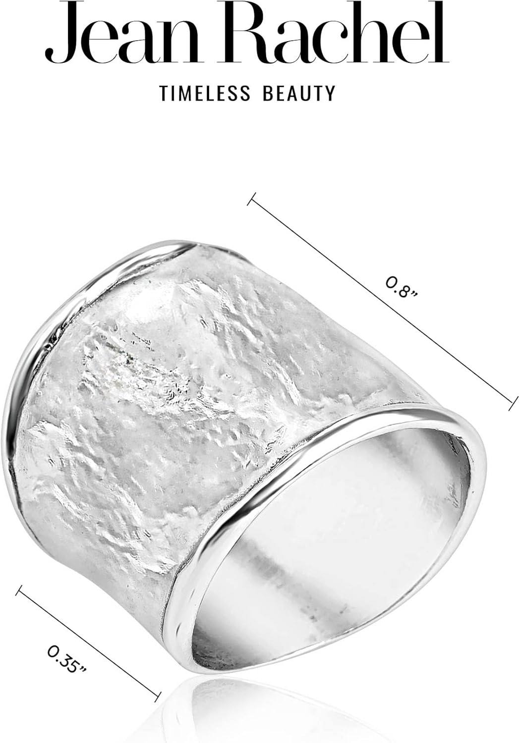 JEAN RACHEL JEWELRY 925 Sterling Silver Ring - Chunky Hammered Ring for Women - Hypoallergenic Lead and Nickel Free - Handcrafted Statement Ring - Image 8