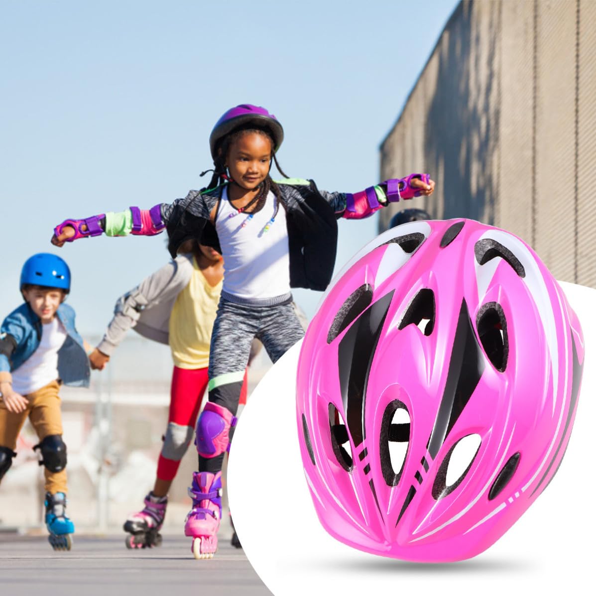 Skate Pads Protection Set with Adjustable Straps Abs Material Absorbent Elbow Pads and Wrist Guards for Skateboard and Roller Skating Ages 4-15