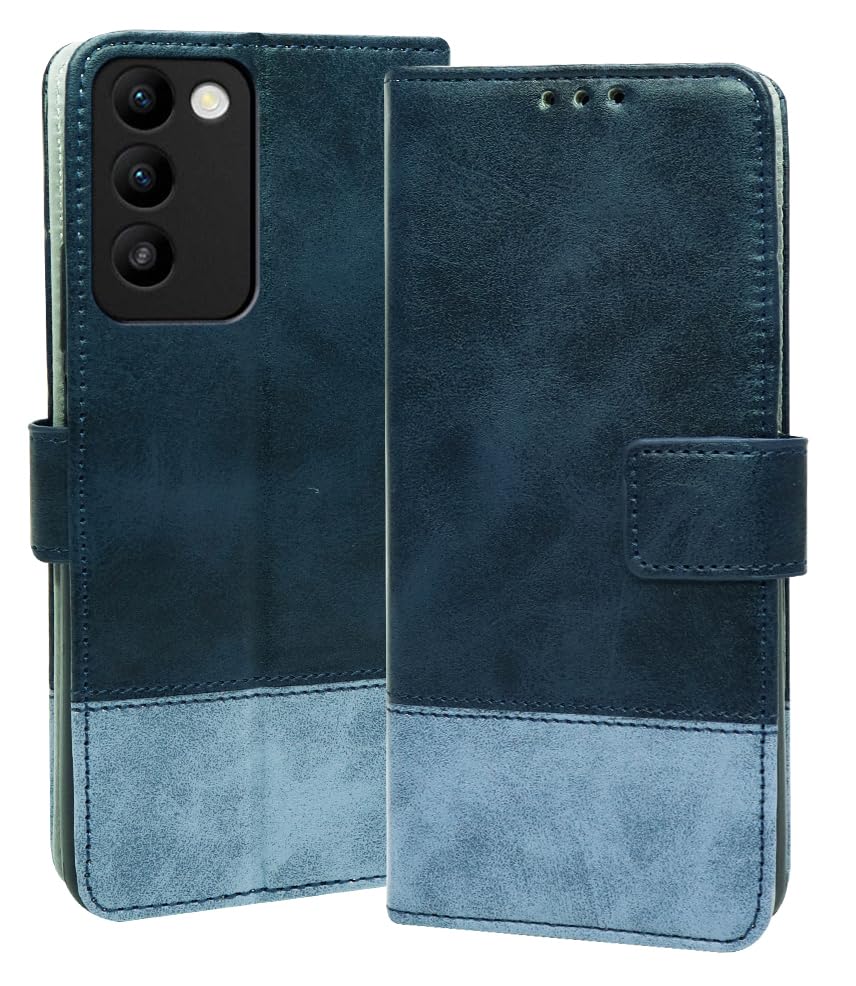 SESS XUSIVE Flip Back Cover Case for Vivo T3 5G / Vivo Y200E 5G Dual-Color Leather Finish Inbuilt Stand & Pockets Wallet Style Flip Case Vivo T3 5G / Vivo Y200E 5G - Blue & Sky Blue (B08P239JBG) Amazon Price History, Amazon Price Tracker