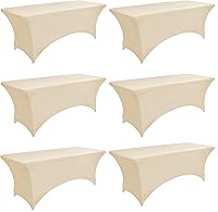 Vista 34 de Paquete de 2 Cubiertas de Mesa de Spandex de 4 pies para Mesas Plegables Rectangulares - Manteles Elásticos Ajustados Resistentes a las Arrugas