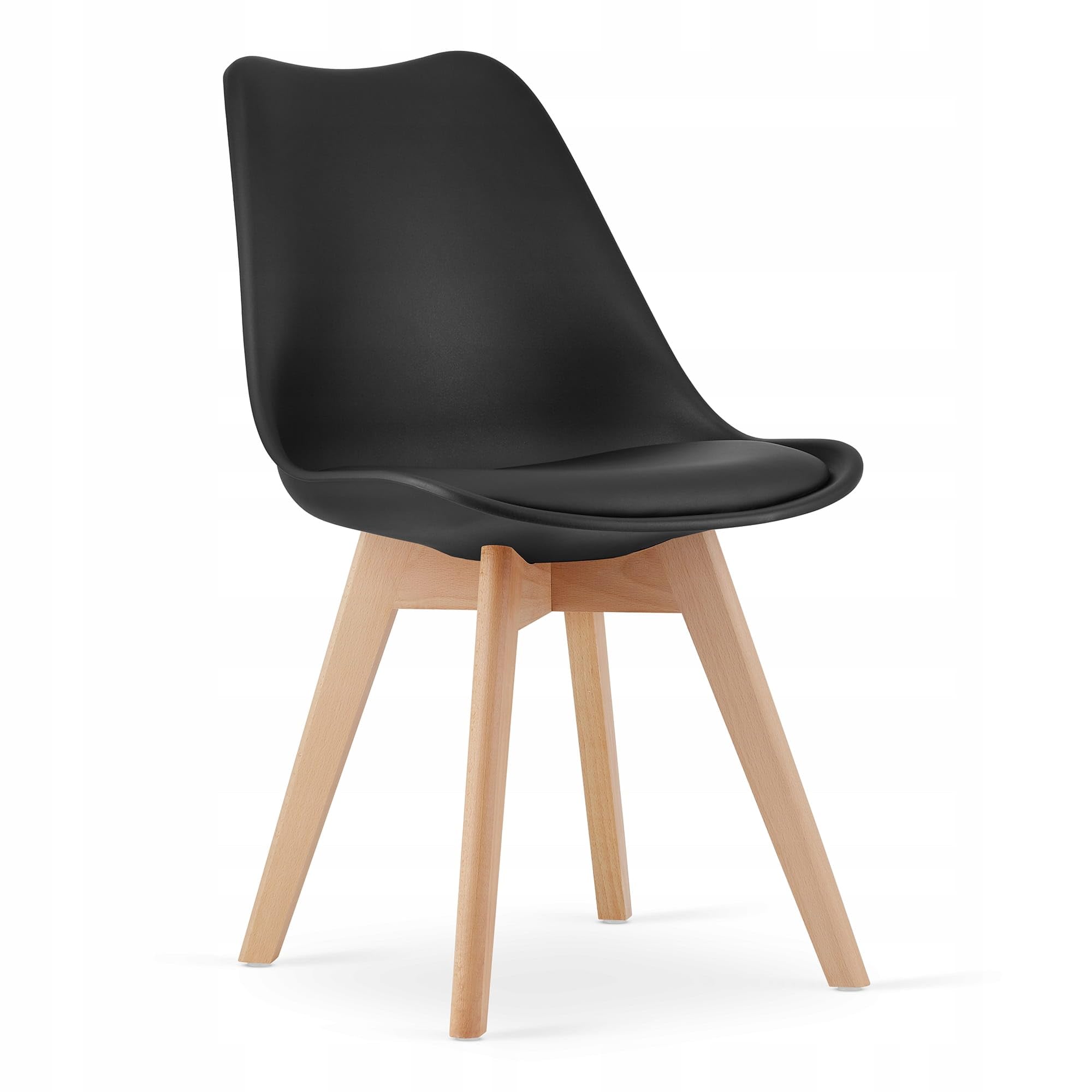 Conjunto Mesa Rectangular 120 x 80 cm y 4 Sillas Comedor Negro - Mesa de Cocina con Sillas con Cojín de Cuero Sintético y Patas de Madera de Haya