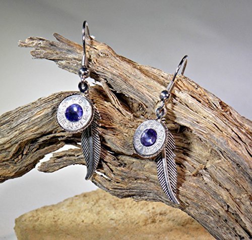 Ammo feather charm earrings/bullet jewelry