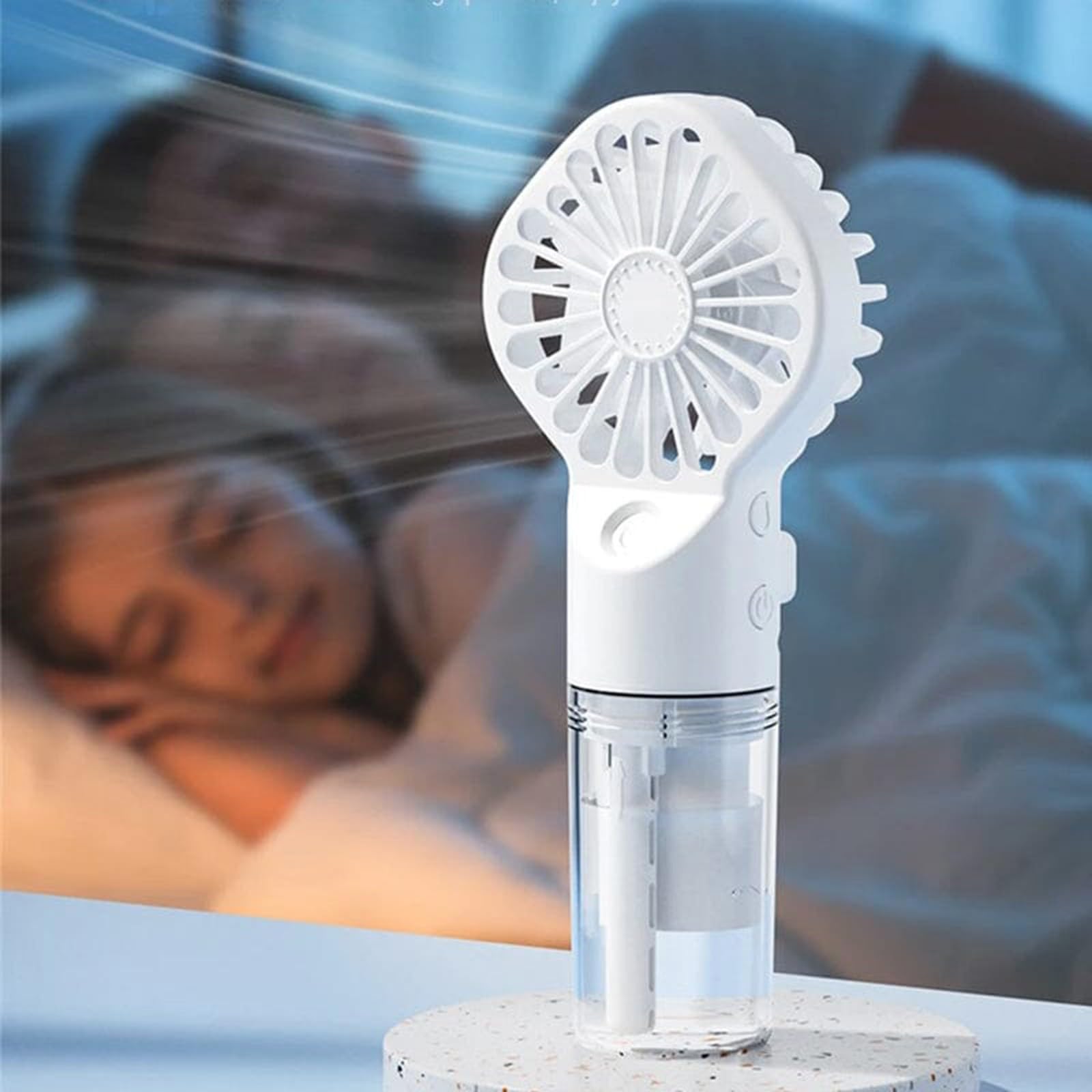 Portable Handheld Fan,Spray Water Mist Fans,Foldable Quiet Powerful Cooling Hand Held Fan,4 Speed Fans for Camping Outdoor Beach,Summer Essentials,Birthday Gift for Man Woman (White)