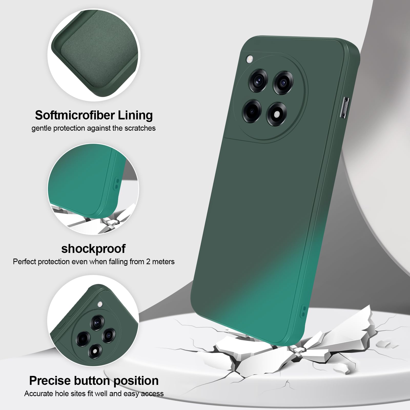 GiiYoon Case Compatible with Oneplus 12R, Silky-Soft Touch Full-Body Protective Phone Silicone Case - Image 2