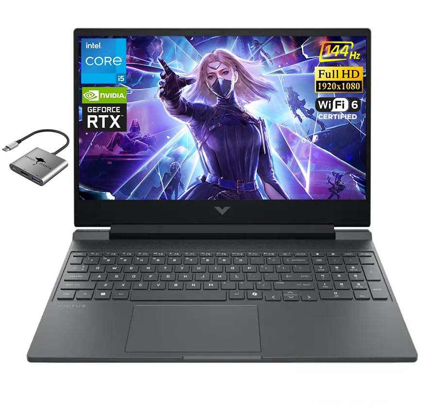 Image of HP Victus FHD-Gaming-Laptop, 15.6 inch 144Hz RTX 3050 8 Cores Intel Core i5-13420H, 32GB RAM 1TB SSD,Wi-Fi 6 Long Battery Life Numeric Keypad, Backlit Keyboard Win 11 Pro w /GM Accessory