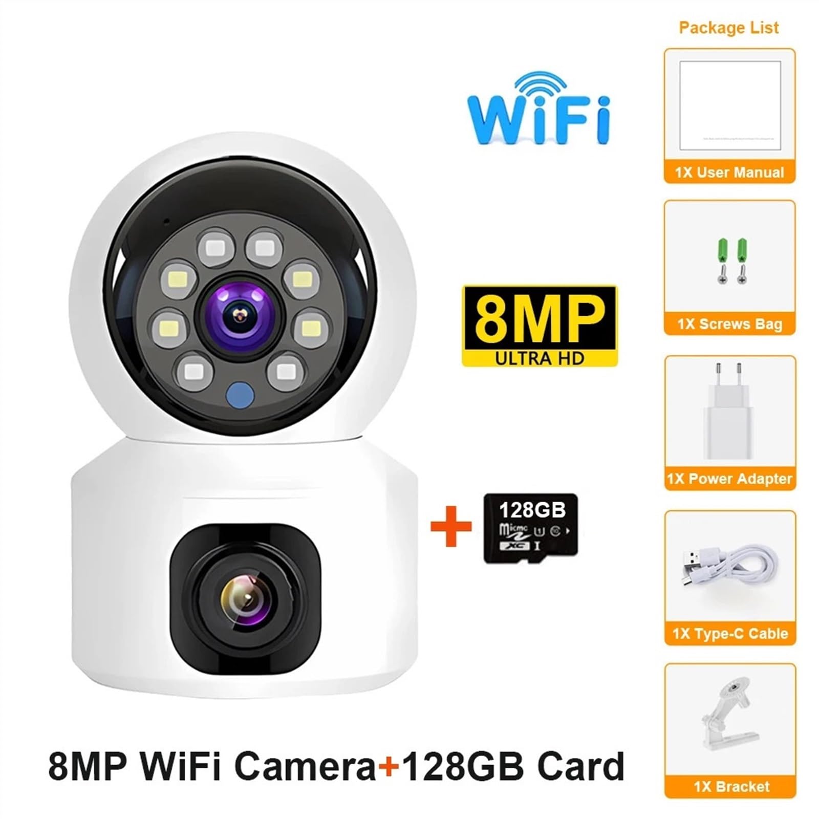 Kamera IP bezpieczeństwa na zewnątrz, Mini kamera HD Wifi bezprzewodowe podwójne obiektywy 8MP kamery IP inteligentny noktowizor CCTV bezpieczeństwo PTZ Camara wewnętrzna niania elektroniczna dla dzie