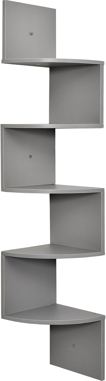 Greenco 5 Tier Wall Mount Corner Shelves Espresso Finish , 7.75" L x 7.75" W x 48.5" H.: Home & Kitchen
