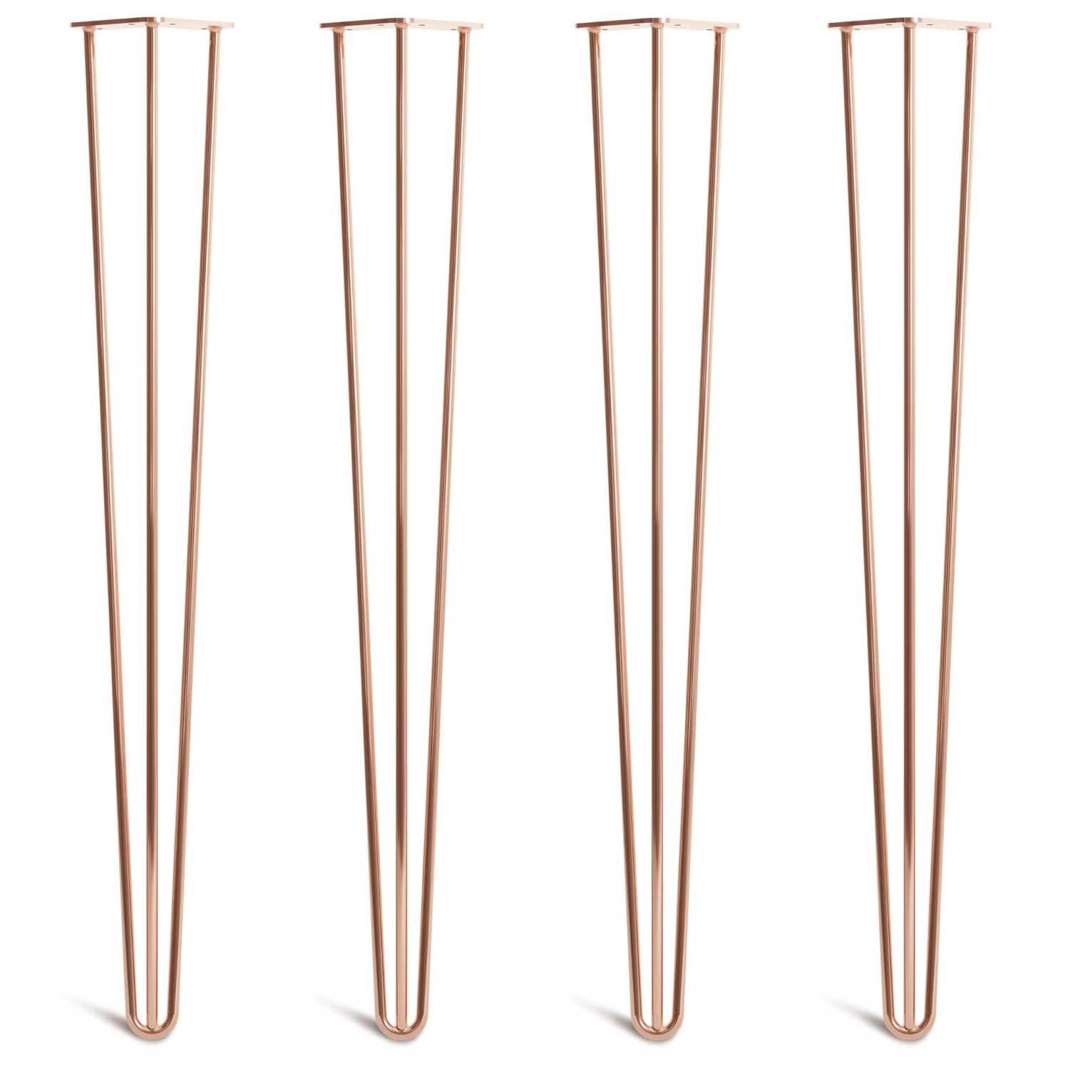 [HLC] 4 x Hairpin Table Legs – Superior Double Weld Steel Construction With Screws, Build Guide & Protector Feet Worth £8 Included! – 10mm Steel [34"/86cm,Copper]