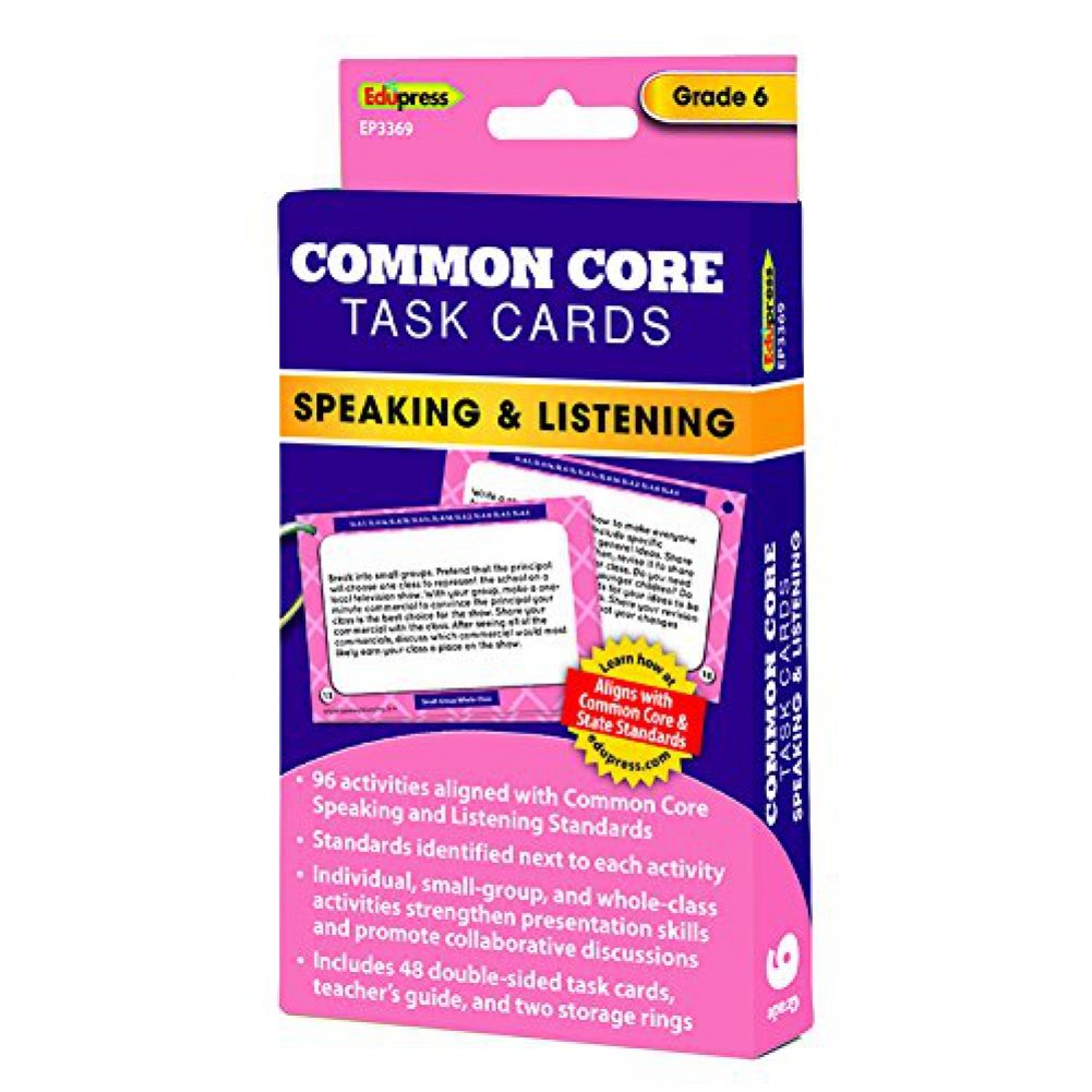 Edupress Common Core Speaking and Listening Task Cards, Grade 6 (EP3369)