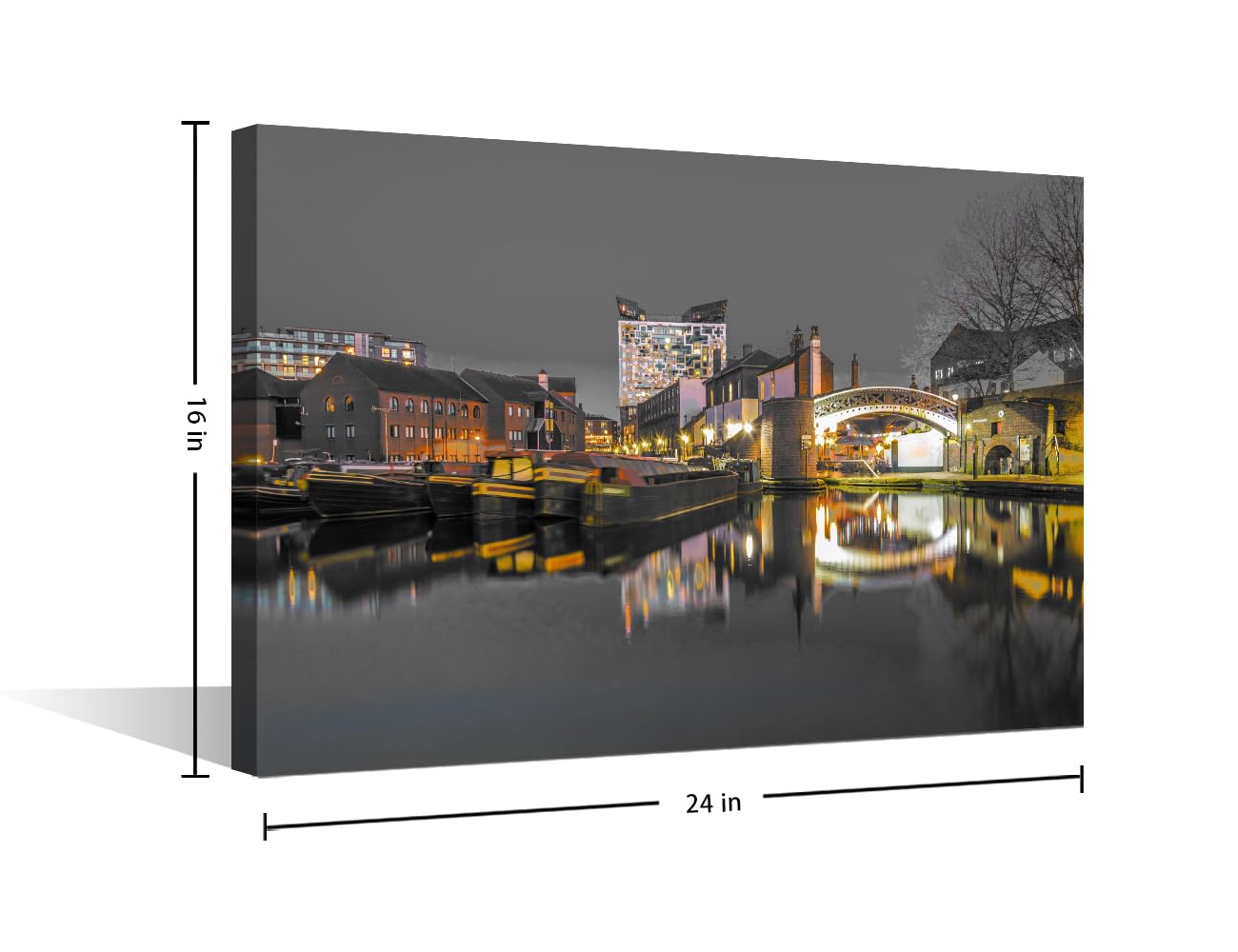 TISHIRON Bedroom Wall Decor Birmingham England Balck and White Wall Art for Living Room Bedroom Office 1 Piece Birmingham Dowmtown Cityscape Home Decor Artwork Framed Ready to Hang (16''Wx 24''H) - Image 2