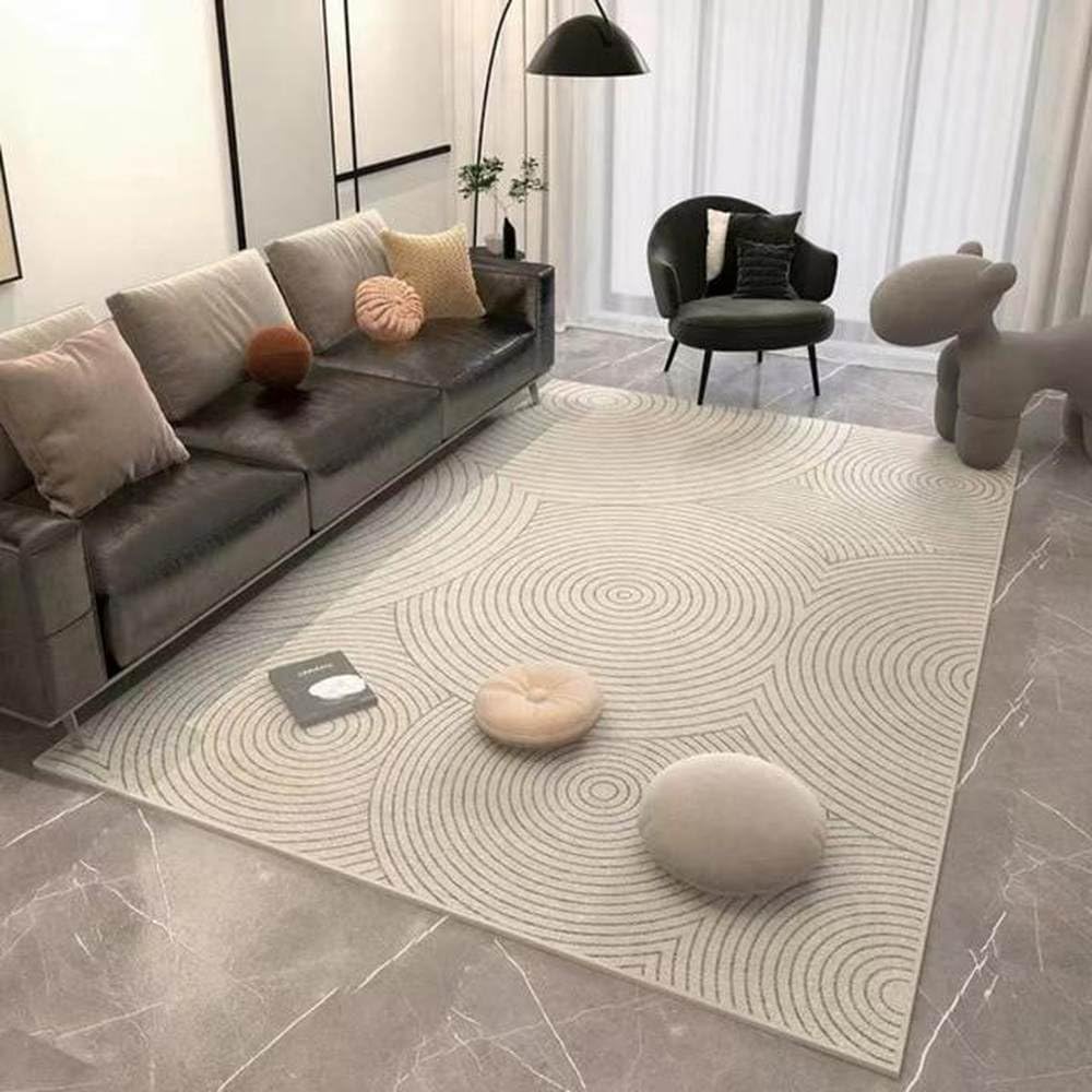 Tapis simple salon trois anneaux pour créer un cocon chaleureux en famille