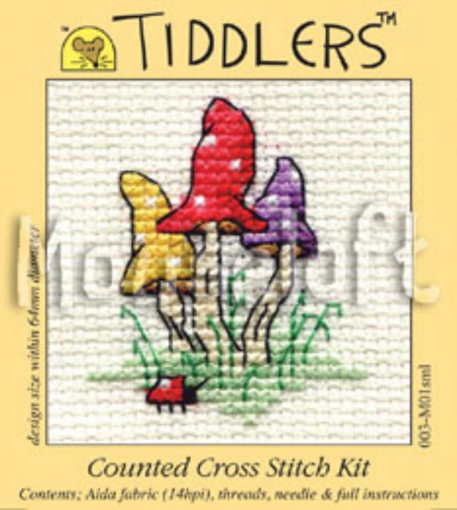 Mouseloft Mini Cross Stitch Kit - Toadstools, Tiddlers Collection