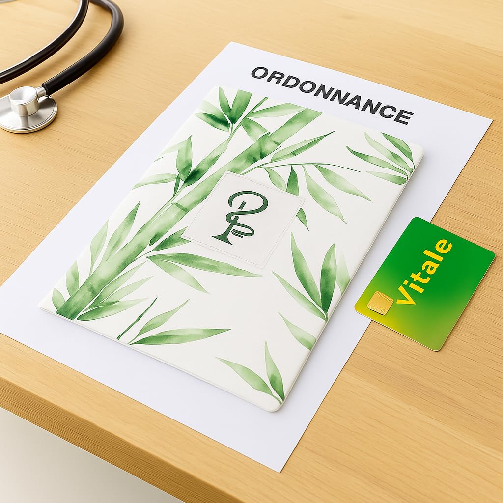 nemau - Pochette Garde Ordonnance - Gomme Expansée - Fabriqué en France - Étui pour Ordonnance, Feuilles de Soins, Carte Vitale, Carte Mutuelle, Carte d’Assurance Santé - Modèle Bambou