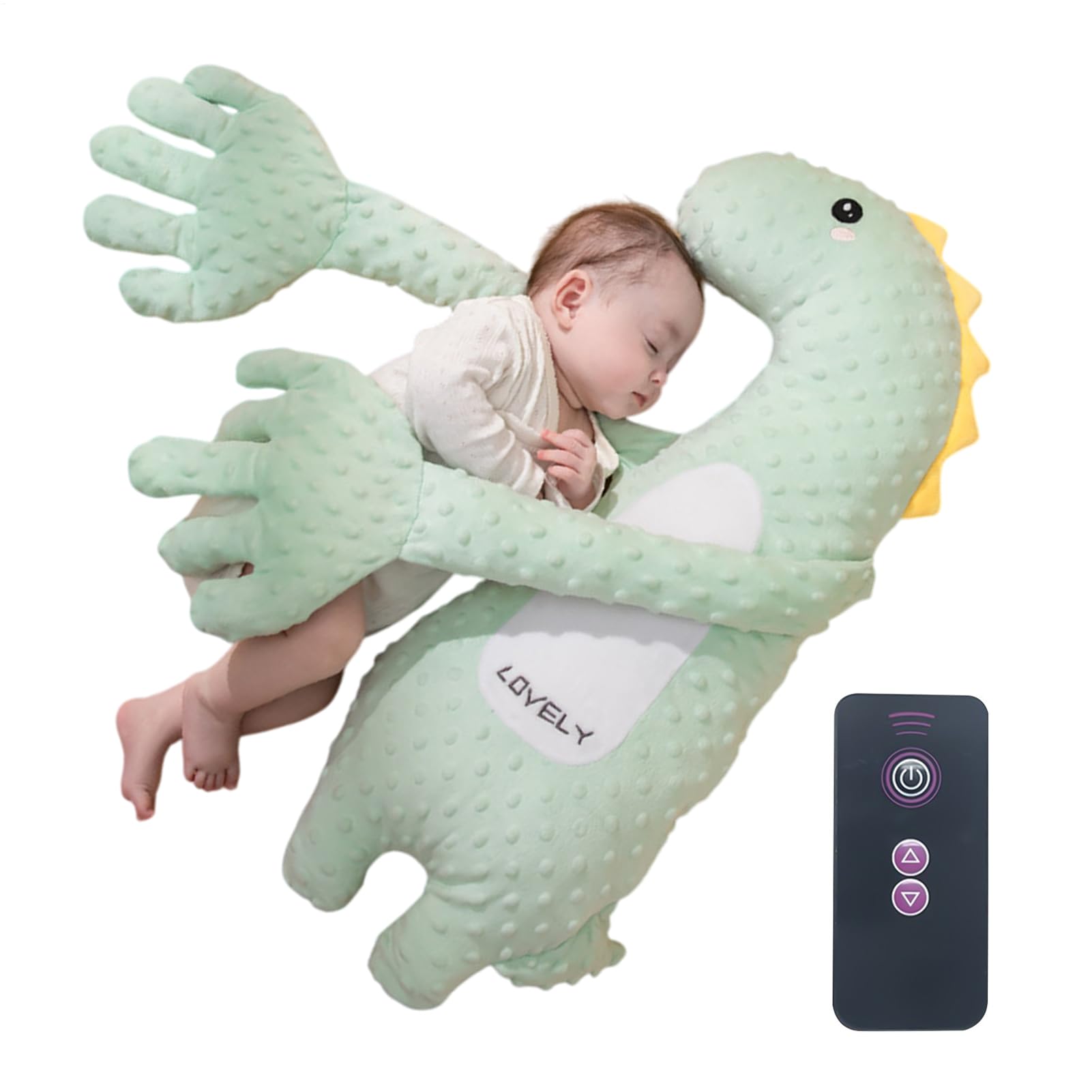 Buddy - Cuscino per dormire per bambini, palmo lenitivo del bambino, peluche elettrico per sonno, saoths, con mano di paccetto, controllo remoto, velocità regolabile per bambini, intelligente