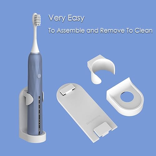 Miniatura 7 de simpletome Soporte adhesivo para cepillos de dientes eléctrico montado en la pared, organizador de cepillos de dientes, paquete de 4 (plástico ABS)