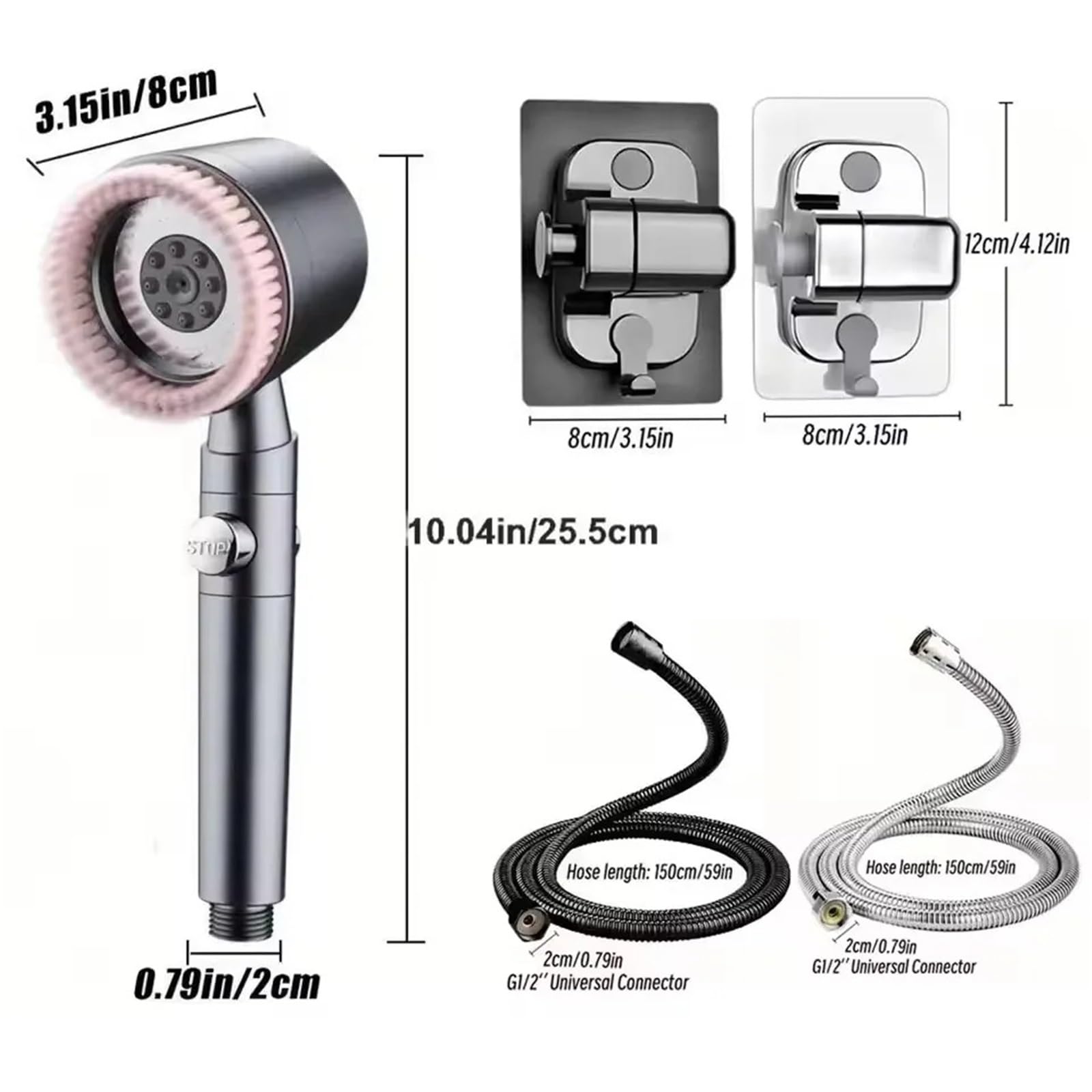 Soffione Doccia ad Alta Pressione con 5 modalità - Soffione Doccia Portatile con Filtro per Il Risparmio idrico, Completo di Tubo Flessibile e Supporto per Il Bagno, Che Aumenta Il