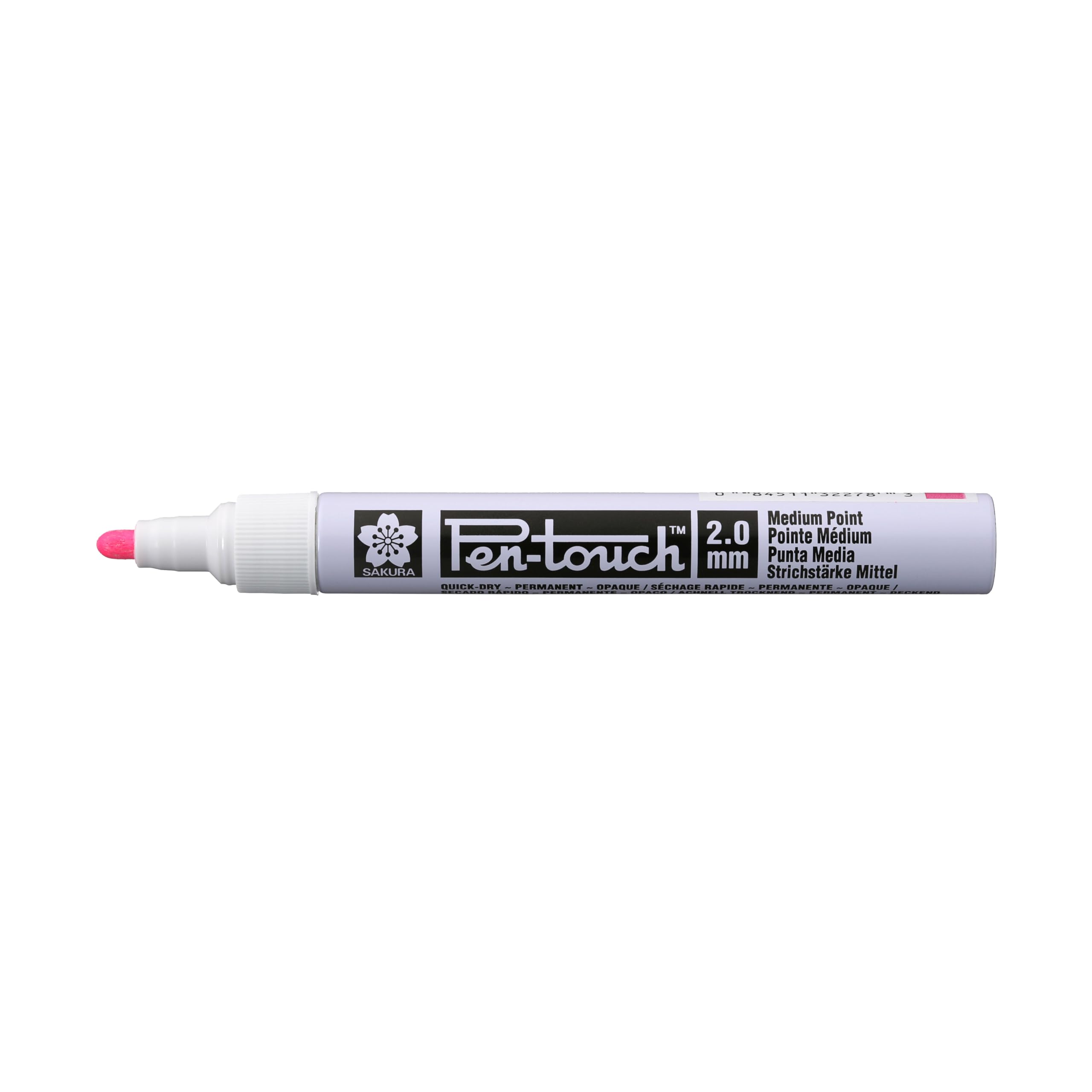 SAKURA Pen-Touch Marker - Medium Fluorescent Pink, 2 mm Tip - Writes on Cardstock, Plastic, Metal, More - Industrial Use - Solvent-Based Pigment Ink